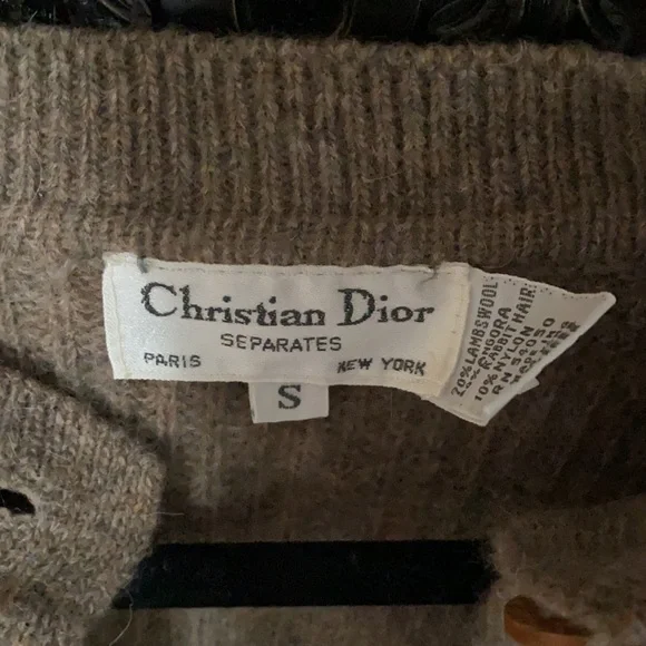 CHRISTIAN DIOR Vintage Beige Gray Cardigan Size S